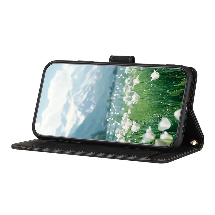 For iPhone 17 Case Tulip Leather Phone Cover with 5 Card Slots Wallet - Black - 3
