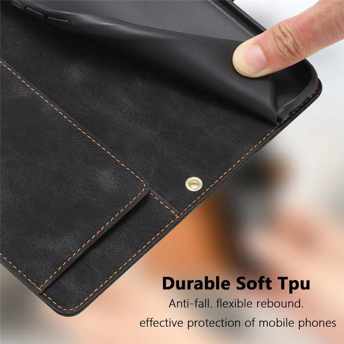 For iPhone Air Case Tulip Leather Phone Cover with 5 Card Slots Wallet - Black - 7