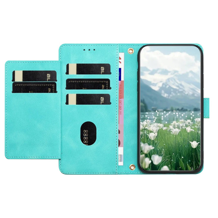 For iPhone 17 Pro Case Tulip Leather Phone Cover with 5 Card Slots Wallet - Green - 2