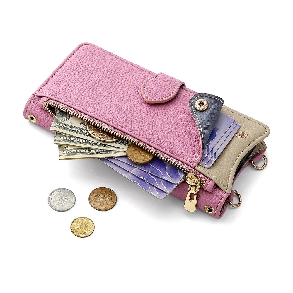 For Samsung Galaxy S25 Ultra Wallet Case Fishtail Design Leather Phone Cover with Mirror / Stand /  Strap - Pink - 5