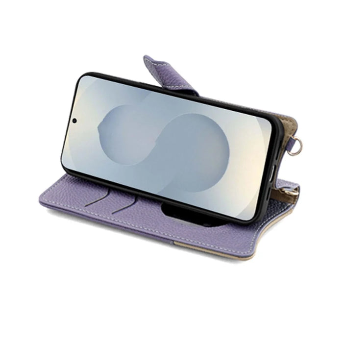 For Samsung Galaxy S25+ Wallet Case Fishtail Design Leather Phone Cover with Mirror / Stand / Strap - Purple - 2
