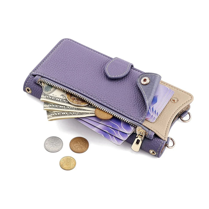 For Samsung Galaxy S25+ Wallet Case Fishtail Design Leather Phone Cover with Mirror / Stand / Strap - Purple - 5