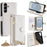 For Samsung Galaxy S25 Wallet Case Fishtail Design Leather Phone Cover with Mirror / Stand / Strap - White - 1