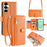 For Samsung Galaxy S25+ Leather Case Zipper Pocket Wallet Phone Cover with 2 Straps - Orange - 1