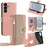 For Samsung Galaxy S25+ Case Mirror Wallet Leather Phone Cover with Chain Shoulder Strap - Pink - 1