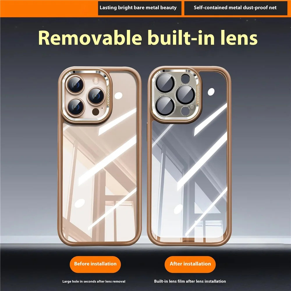 For iPhone 16 Pro Case PC + TPU Transparent Phone Cover with Detachable Camera Lens Film - Grey - 4