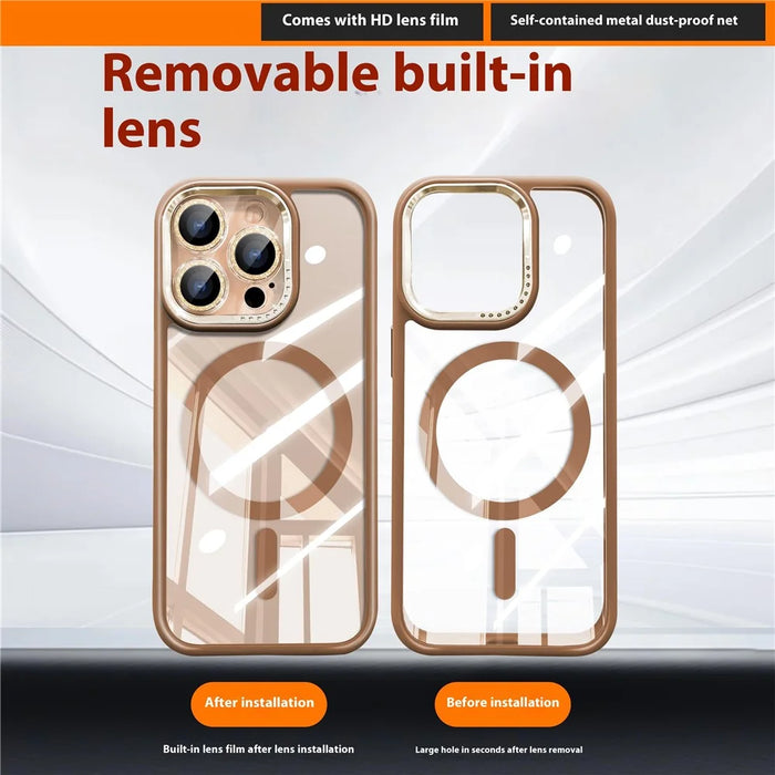For iPhone 16 Pro Max Case Compatible with MagSafe PC + TPU Clear Phone Cover with Glitter Camera Lens Film - White - 4