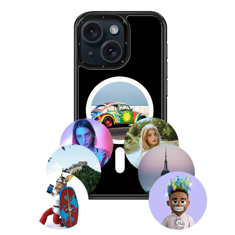 For iPhone 15 E-Ink Phone Case Compatible with MagSafe NFC 6-Color TPU + PC Back Cover - 1