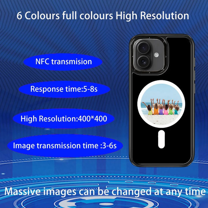 For iPhone 16 E-Ink Phone Case Compatible with MagSafe NFC 6-Color TPU + PC Back Cover - 2
