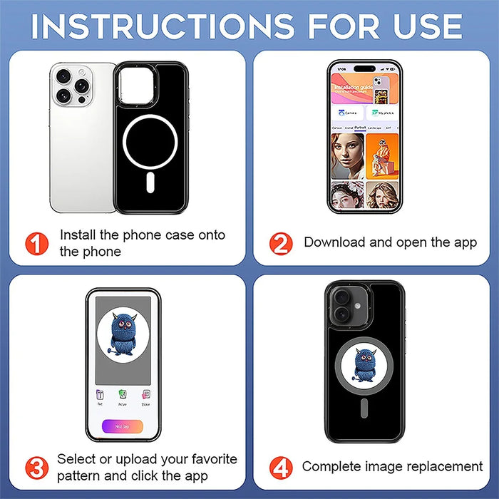 For iPhone 16 E-Ink Phone Case Compatible with MagSafe NFC 6-Color TPU + PC Back Cover - 7