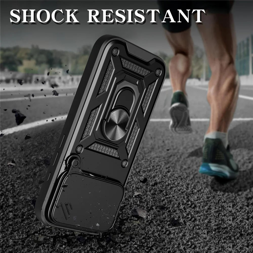 For iPhone 17 Pro Case with Slide Camera Lid PC + TPU Kickstand Phone Cover - Black - 2