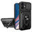 For iPhone 17 Case PC + TPU Kickstand Phone Back Cover with Camera Slider - Black - 1