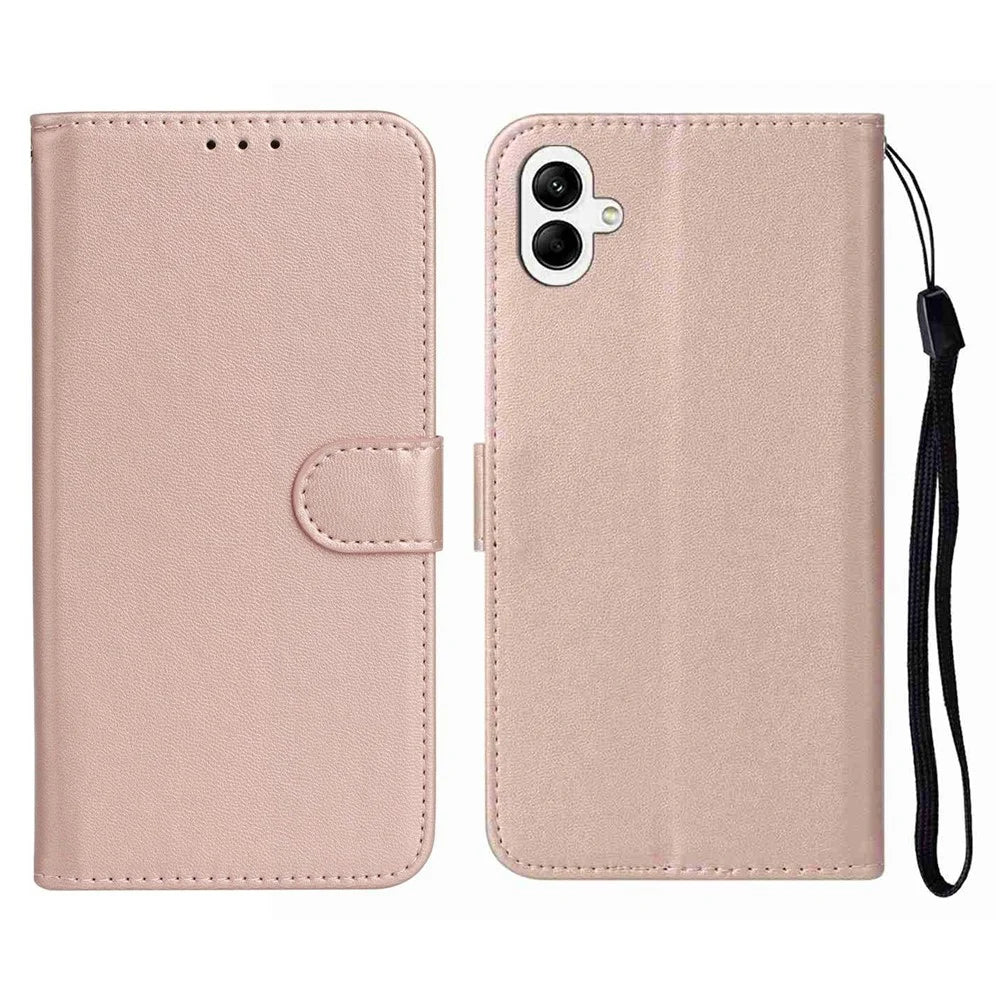 For Samsung Galaxy A08 5G / A08 4G / A07 4G Case PU Leather Flip Phone Cover Wallet Card Slot Holder - Rose Gold - 1