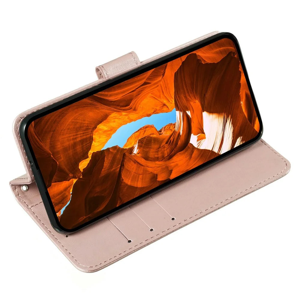 For iPhone 18 Pro Max / 17 Pro Max Case PU Leather Flip Phone Cover Wallet Card Slot Holder - Rose Gold - 2