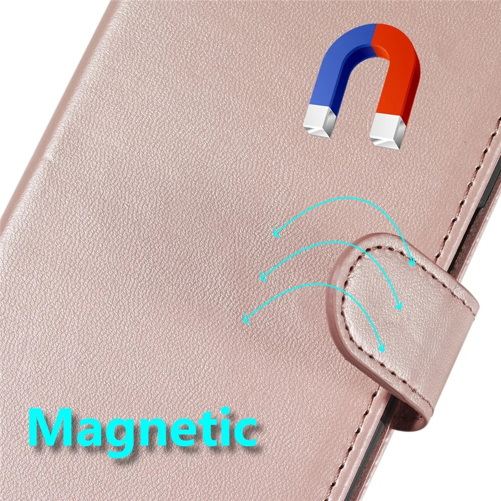 For iPhone 18 Pro Max / 17 Pro Max Case PU Leather Flip Phone Cover Wallet Card Slot Holder - Rose Gold - 4