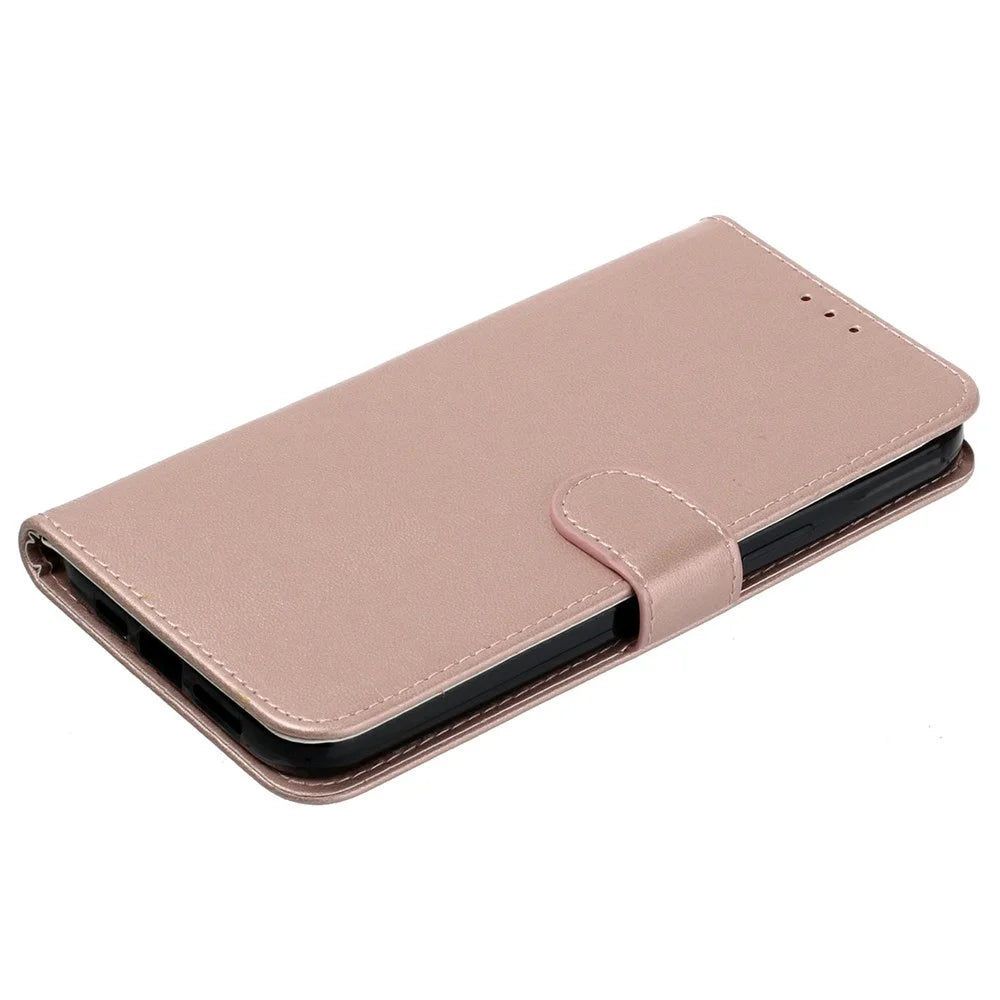 For iPhone 18 Pro Max / 17 Pro Max Case PU Leather Flip Phone Cover Wallet Card Slot Holder - Rose Gold - 6