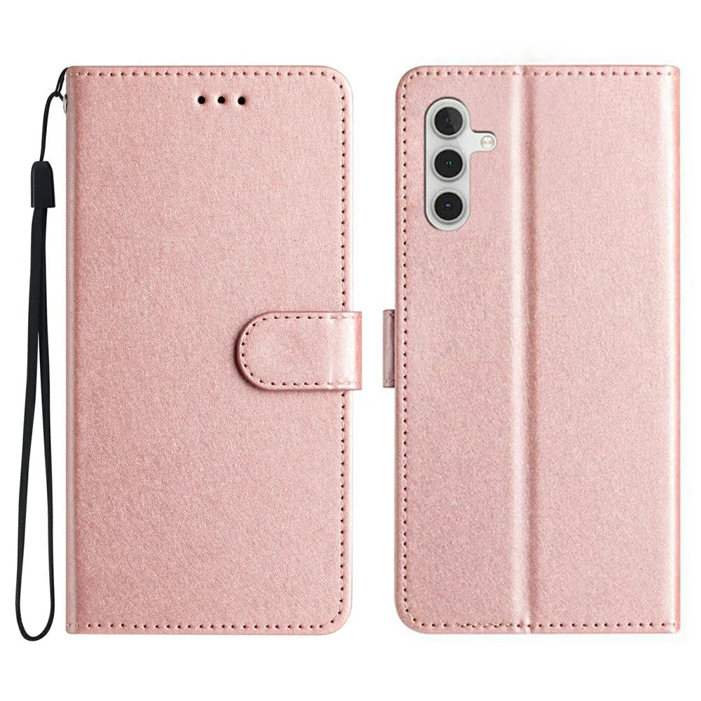 For Samsung Galaxy A18 5G / A18 4G / A17 5G / A17 4G / A26 5G Wallet Case Leather Folio Phone Cover Magnetic Clasp - Rose Gold - 1