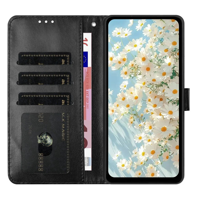 For iPhone Air Leather Case Daisy Imprint Wallet Stand Phone Protective Cover - Black - 2