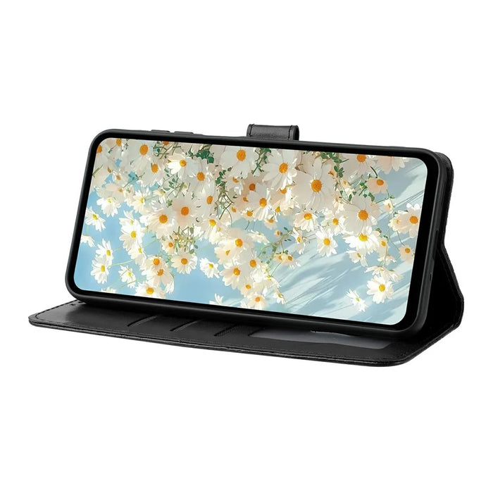 For iPhone Air Leather Case Daisy Imprint Wallet Stand Phone Protective Cover - Black - 3