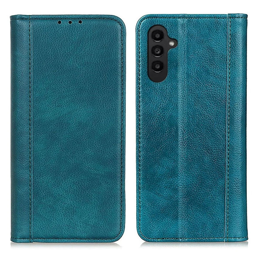 Anti-fall Phone Case For Samsung Galaxy A14 5G / A14 4G , Split Leather Cell Phone Cover with Stand - Green - 1