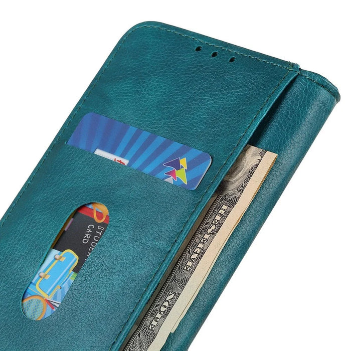 Anti-fall Phone Case For Samsung Galaxy A14 5G / A14 4G , Split Leather Cell Phone Cover with Stand - Green - 5