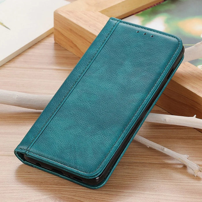 Anti-fall Phone Case For Samsung Galaxy A14 5G / A14 4G , Split Leather Cell Phone Cover with Stand - Green - 6