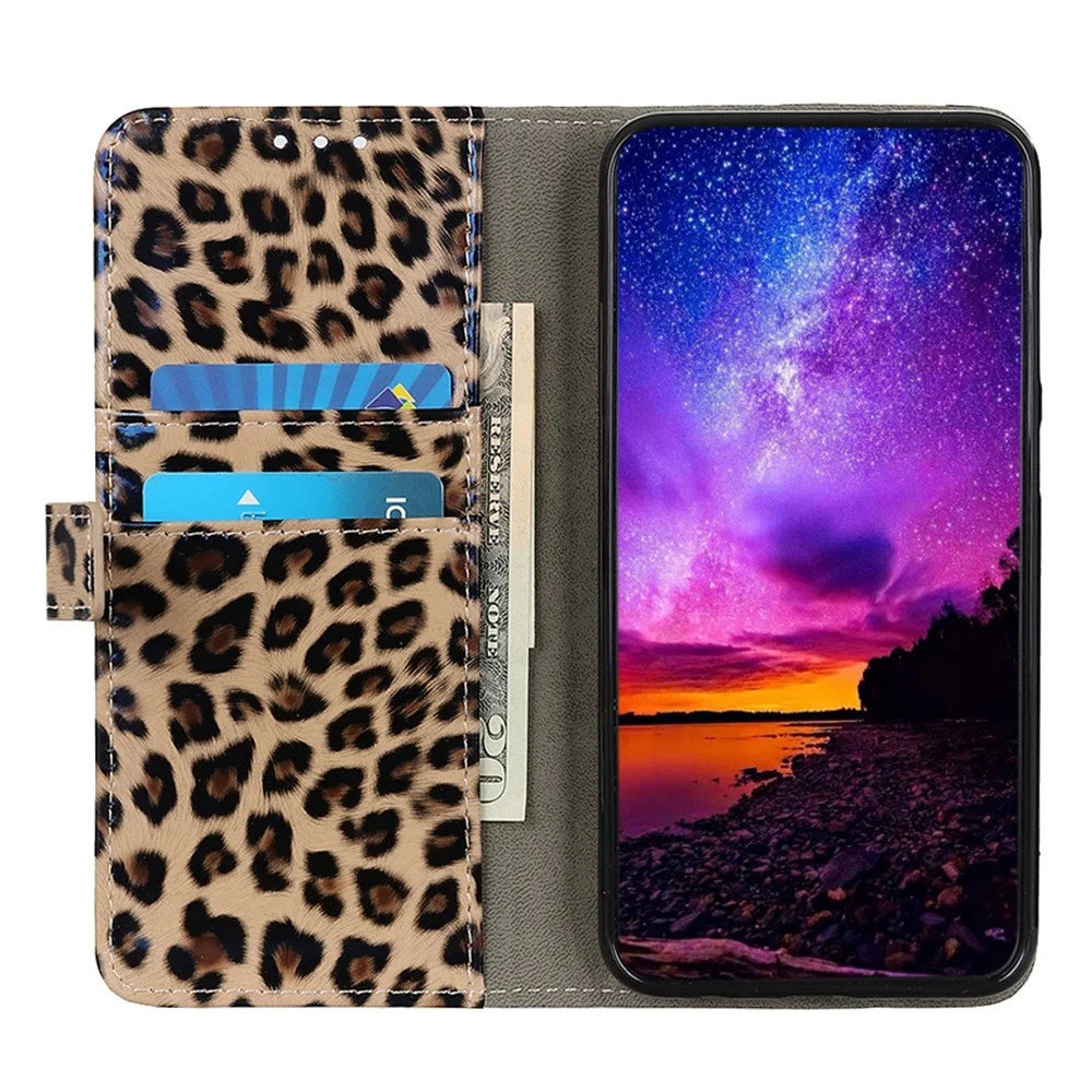 For Samsung Galaxy A14 5G / A14 4G Leopard Pattern Flip Cover PU Leather Wallet Stand Magnetic Protective Phone Case - 2