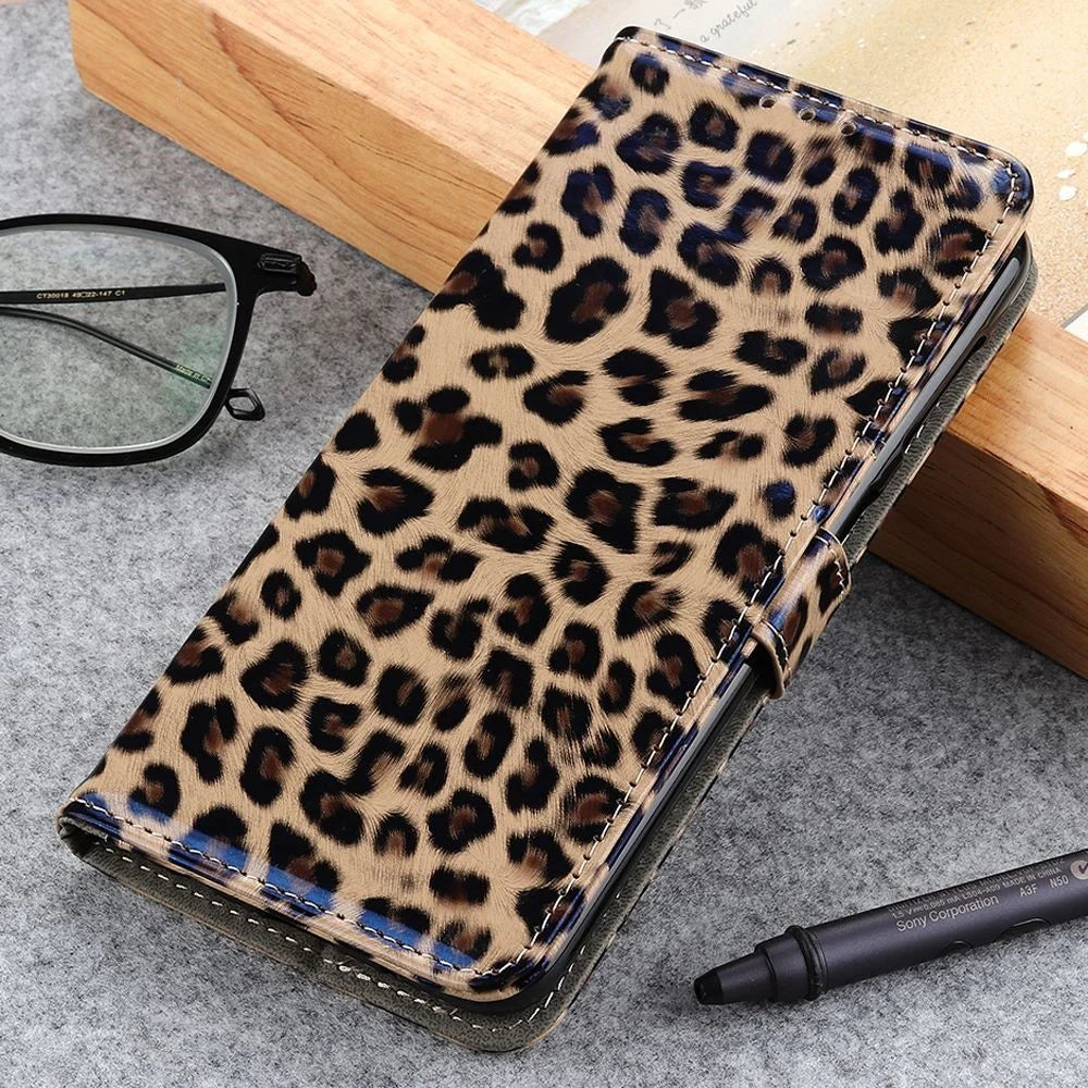 For Samsung Galaxy A14 5G / A14 4G Leopard Pattern Flip Cover PU Leather Wallet Stand Magnetic Protective Phone Case - 6