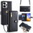 For Realme 14 5G Leather Case Zipper Pocket Wallet Phone Cover with 2 Straps - Black - 1