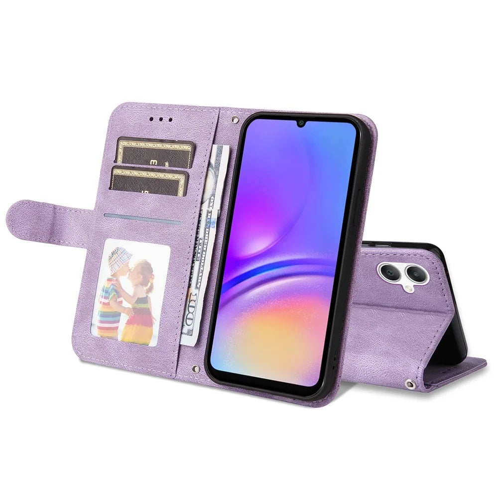 For Samsung Galaxy A08 5G / A08 4G / A07 4G / A06 4G / A06 5G Leather Wallet Cases Skin Touch Phone Cover Stand with Strap - Purple - 3