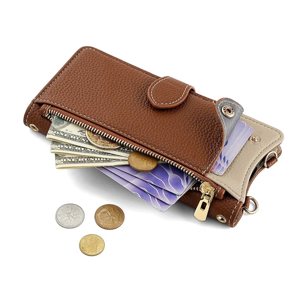 For Realme P3 Ultra 5G Leather Case Wallet Stand Cover Irregular Tail Style with Chain Strap - Brown - 5