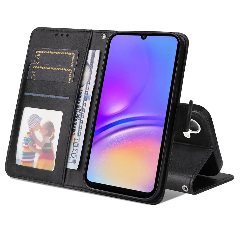 For Samsung Galaxy A08 5G / A08 4G / A07 4G / A06 4G / A06 5G Case Wallet PU Leather Folio Flip Phone Cover - Black - 2