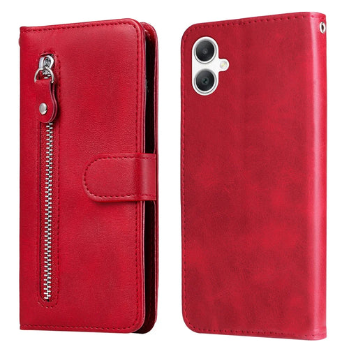 For Samsung Galaxy A08 5G / A08 4G / A07 4G / A06 4G / A06 5G PU Leather Cases with Zipper Pocket Wallet Phone Cover Stand - Red - 1