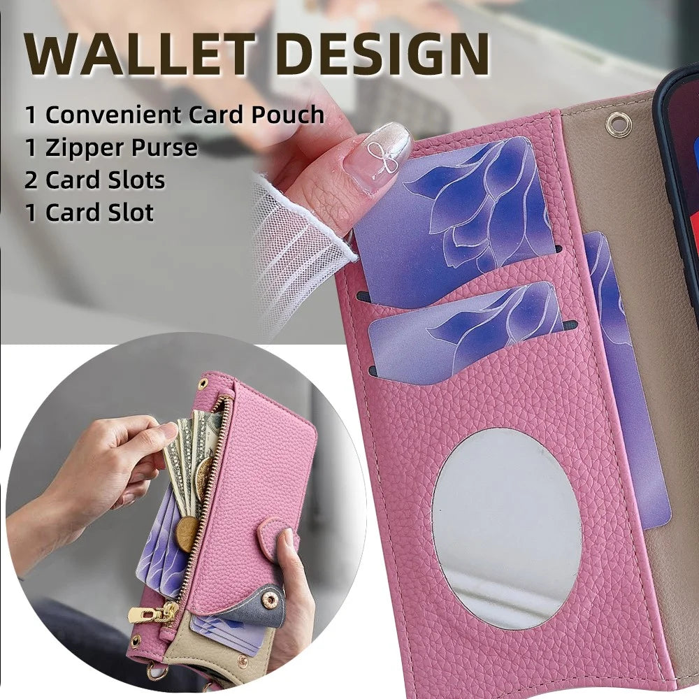 For Infinix Note 50 4G Leather Case Wallet Stand Cover Irregular Tail Style with Chain Strap - Pink - 7
