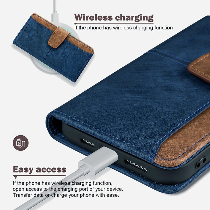 For Infinix Note 50 4G Case RFID Blocking Color Splicing PU Leather Wallet Phone Cover - Blue - 5