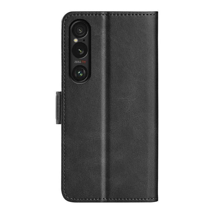 For Sony Xperia 1 VII Case Calf Texture Leather Wallet Phone Cover - Black - 3