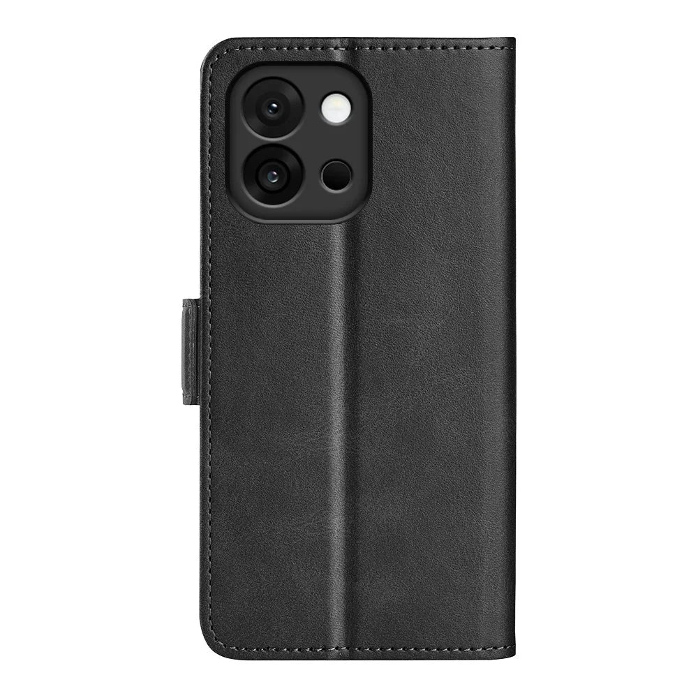 For OnePlus 13T 5G Case Calf Texture Leather Wallet Phone Cover - Black - 3