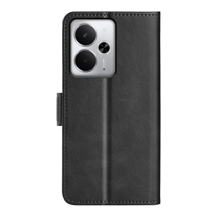 For Realme 14 5G Case Calf Texture Leather Wallet Phone Cover - Black - 3