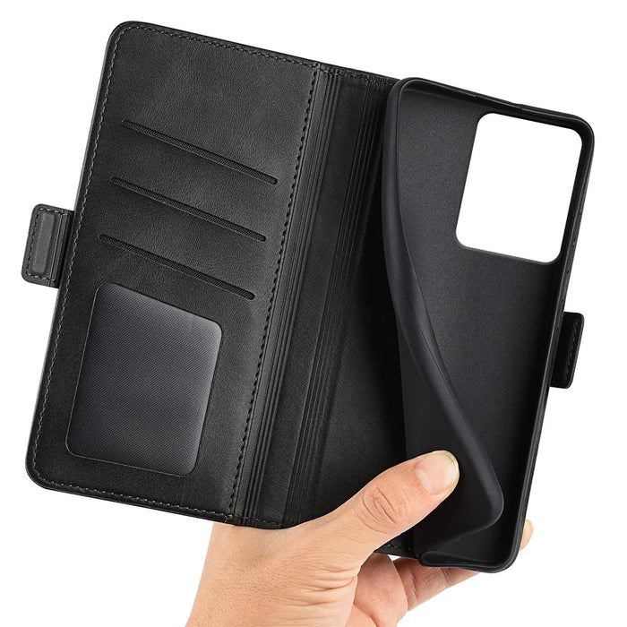 For Realme 14 5G Case Calf Texture Leather Wallet Phone Cover - Black - 4