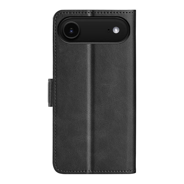 For iPhone Air Case Calf Texture Leather Wallet Phone Cover - Black - 3