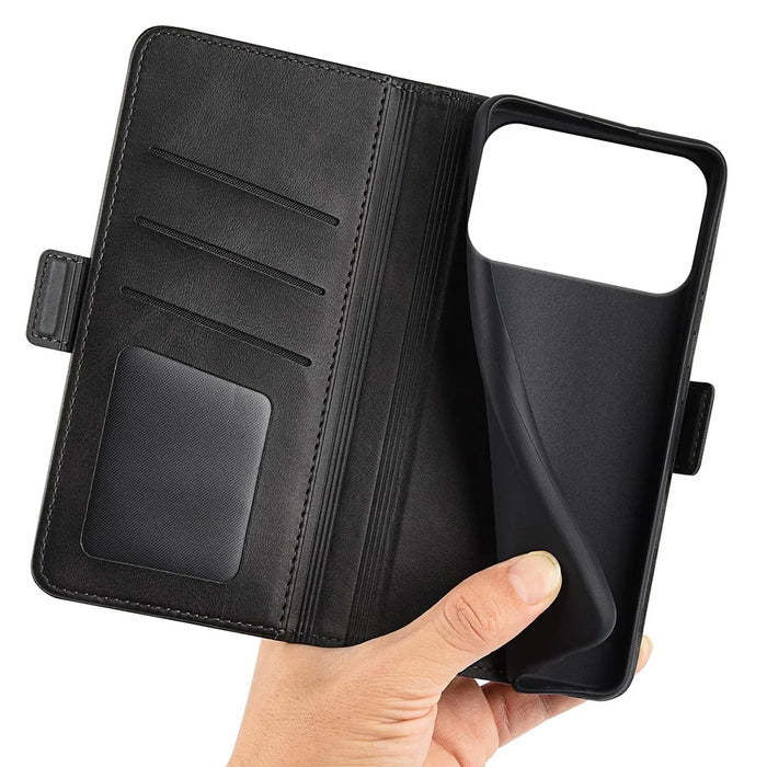 For iPhone 18 Pro / 17 Pro Case Calf Texture Leather Wallet Phone Cover - Black - 4
