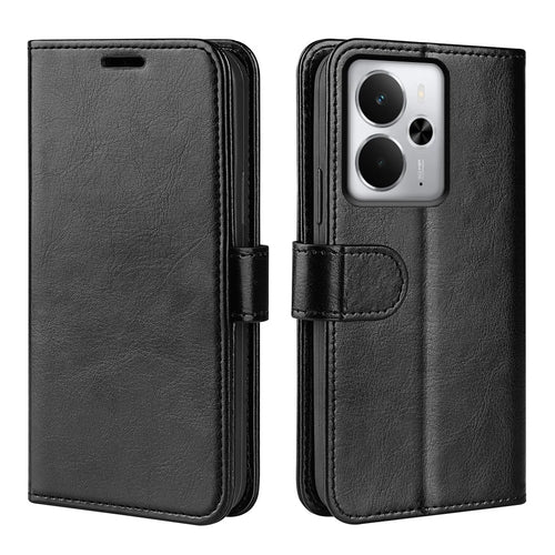 For Realme 14 5G Case Crazy Horse Texture Stand Leather Phone Cover - Black - 1