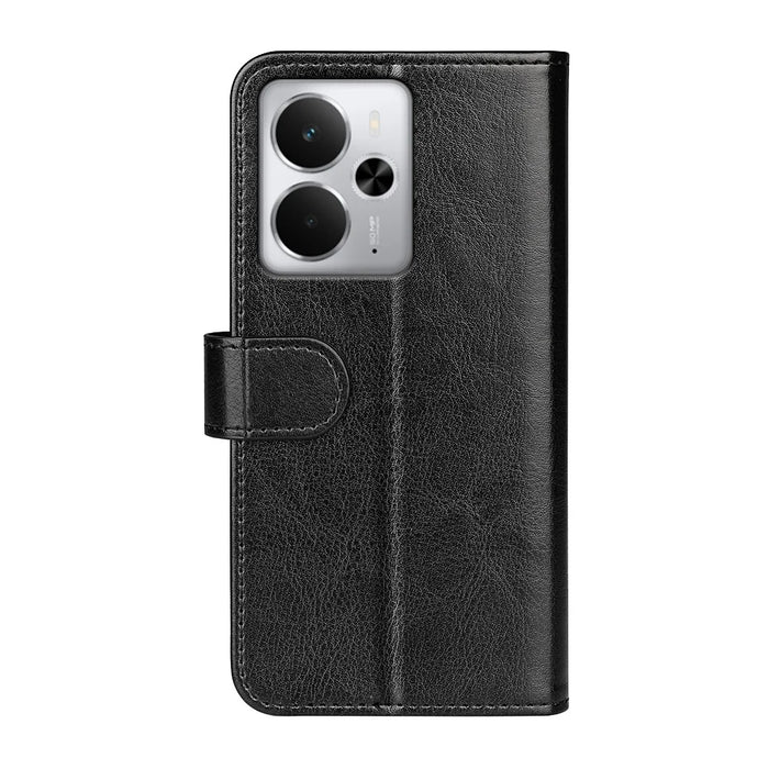For Realme 14 5G Case Crazy Horse Texture Stand Leather Phone Cover - Black - 3