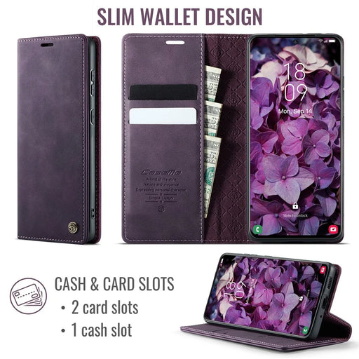 CASEME For Samsung Galaxy S20 Ultra Case  033 Series RFID Blocking Wallet Stand Calf Texture Leather Phone Cover - Purple - 2