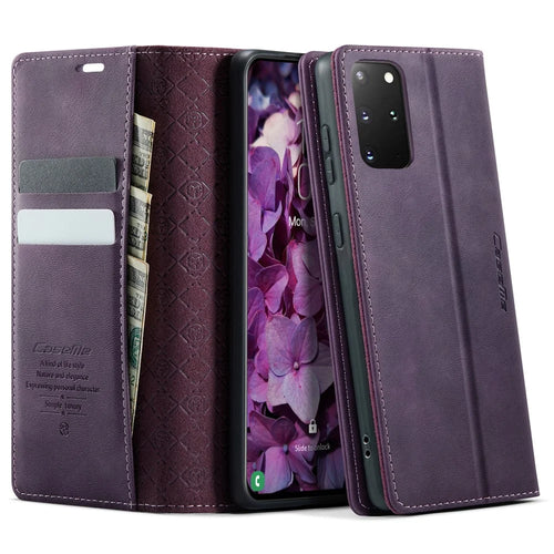 CASEME For Samsung Galaxy S20 Plus 5G / Galaxy S20 Plus 4G Case  033 Series RFID Blocking Wallet Stand Calf Texture Leather Phone Cover - Purple - 1