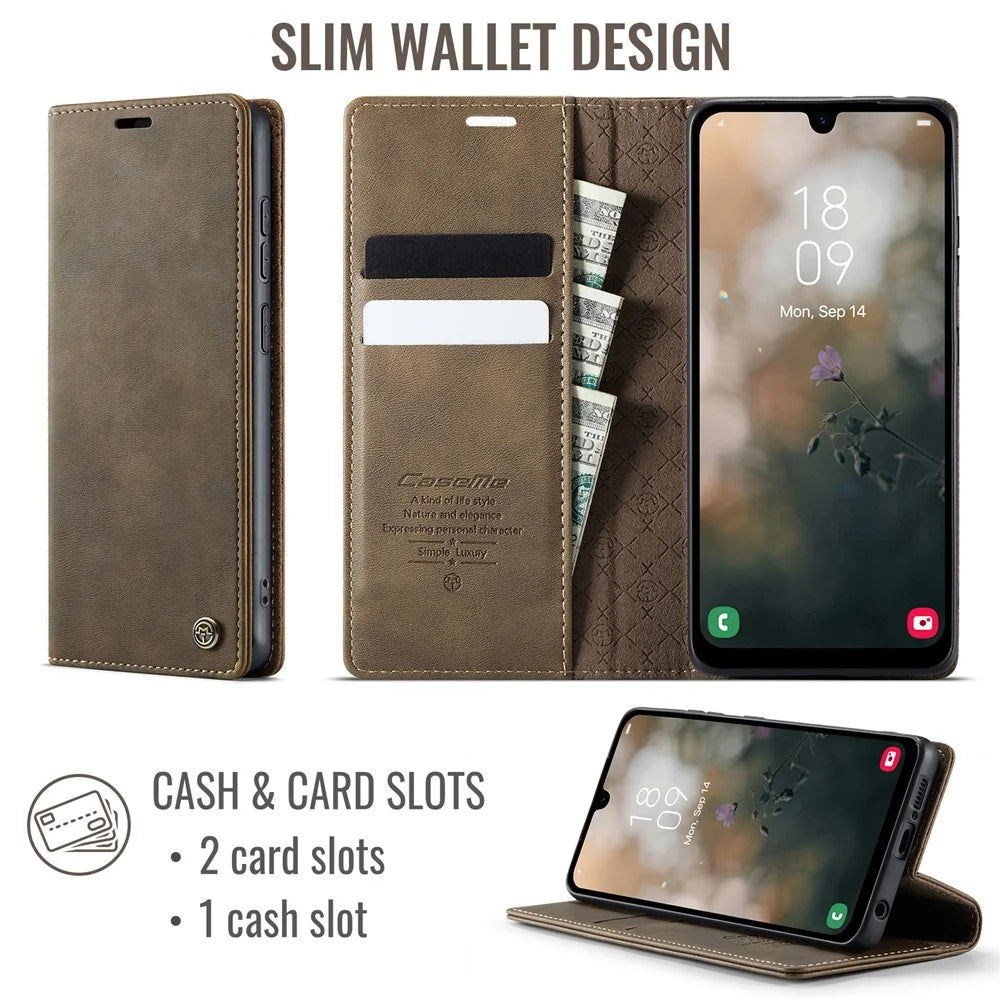 CASEME For Samsung Galaxy A50s / Galaxy A30s / Galaxy A50 Case  033 Series RFID Blocking Wallet Stand Calf Texture Leather Phone Cover - Coffee - 2