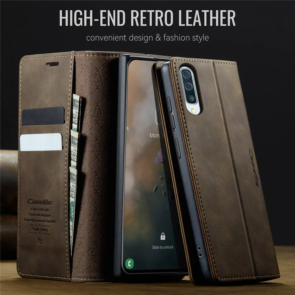 CASEME For Samsung Galaxy A50s / Galaxy A30s / Galaxy A50 Case  033 Series RFID Blocking Wallet Stand Calf Texture Leather Phone Cover - Coffee - 4