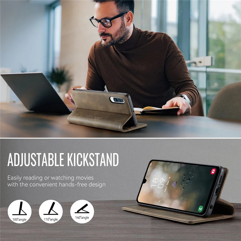 CASEME For Samsung Galaxy A50s / Galaxy A30s / Galaxy A50 Case  033 Series RFID Blocking Wallet Stand Calf Texture Leather Phone Cover - Coffee - 5