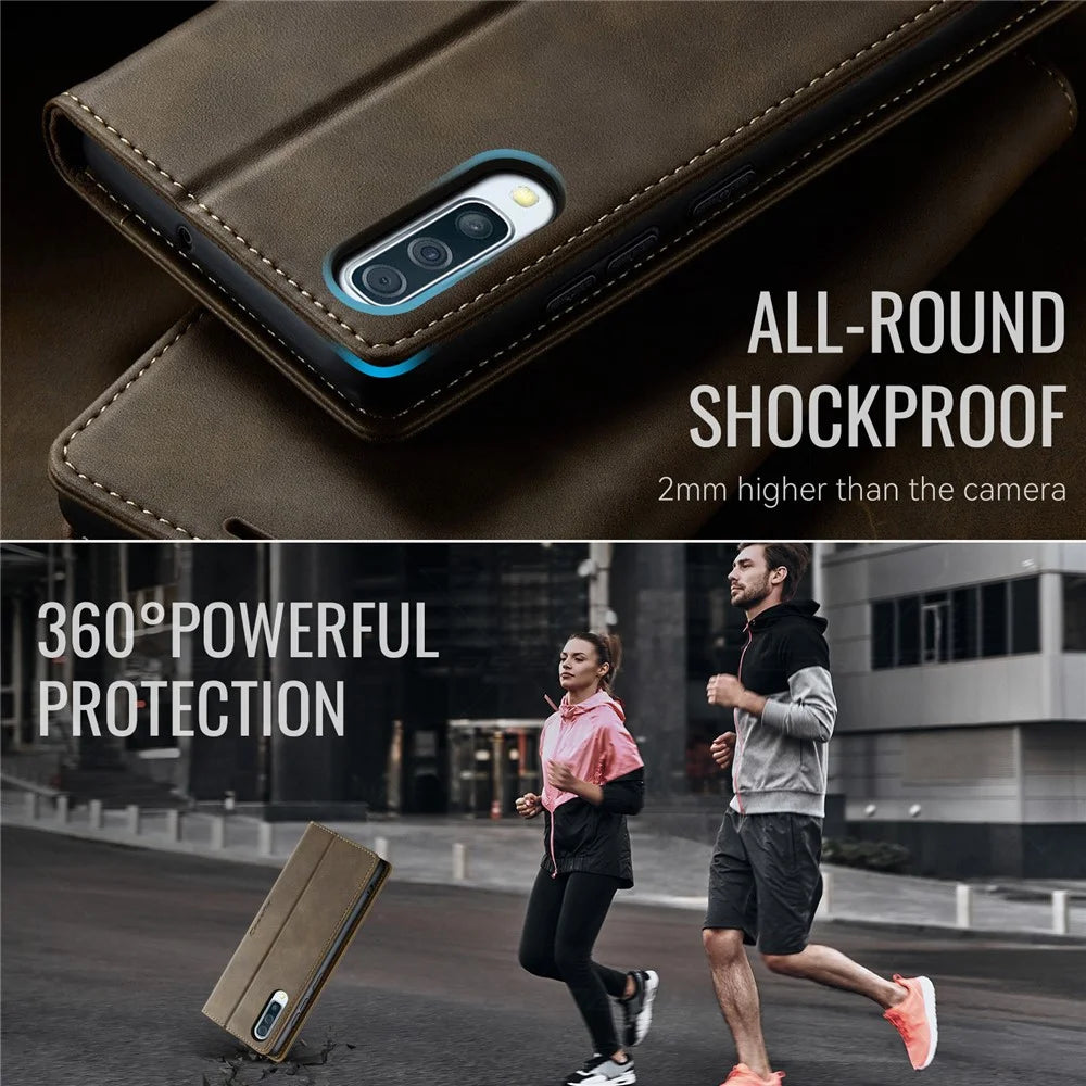 CASEME For Samsung Galaxy A50s / Galaxy A30s / Galaxy A50 Case  033 Series RFID Blocking Wallet Stand Calf Texture Leather Phone Cover - Coffee - 6