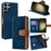 For Samsung Galaxy S23 Ultra Case RFID Blocking Color Splicing PU Leather Wallet Phone Cover - Blue - 1